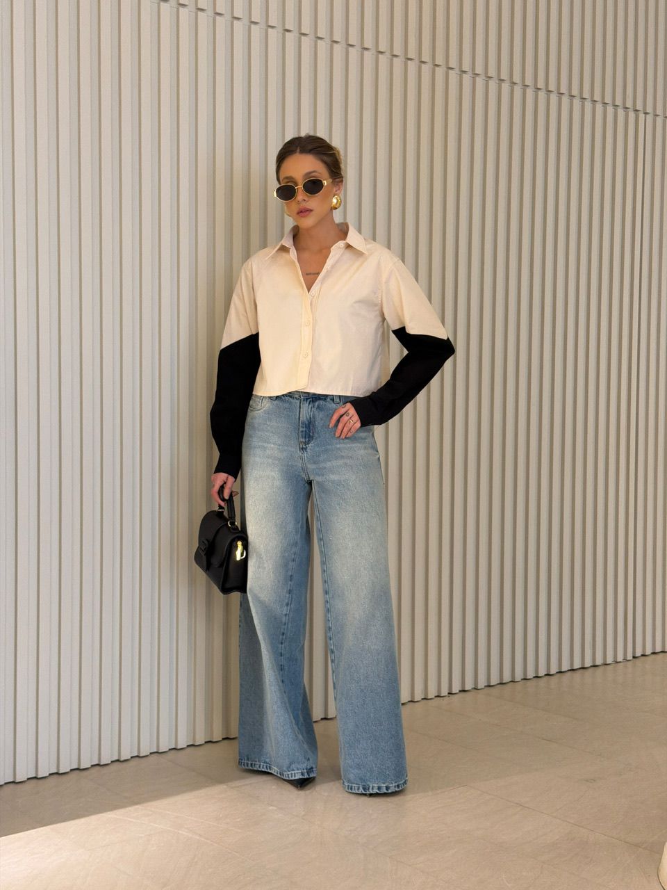 CAMISA RAIANE BICOLOR AREIA