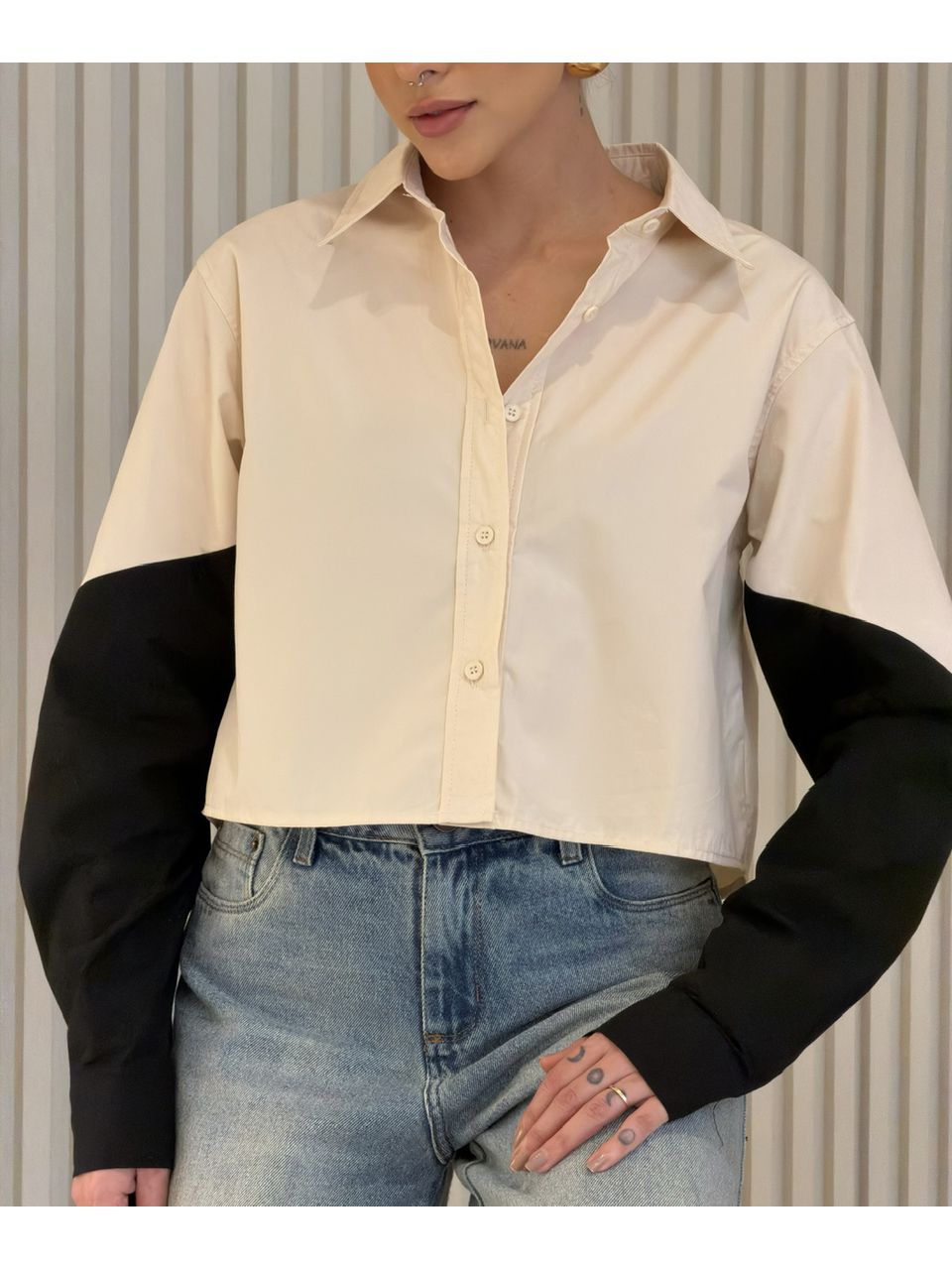 CAMISA RAIANE BICOLOR AREIA