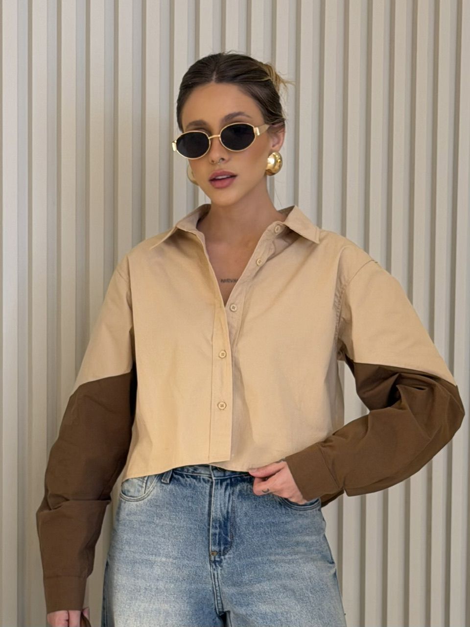 CAMISA RAIANE BICOLOR NUDE