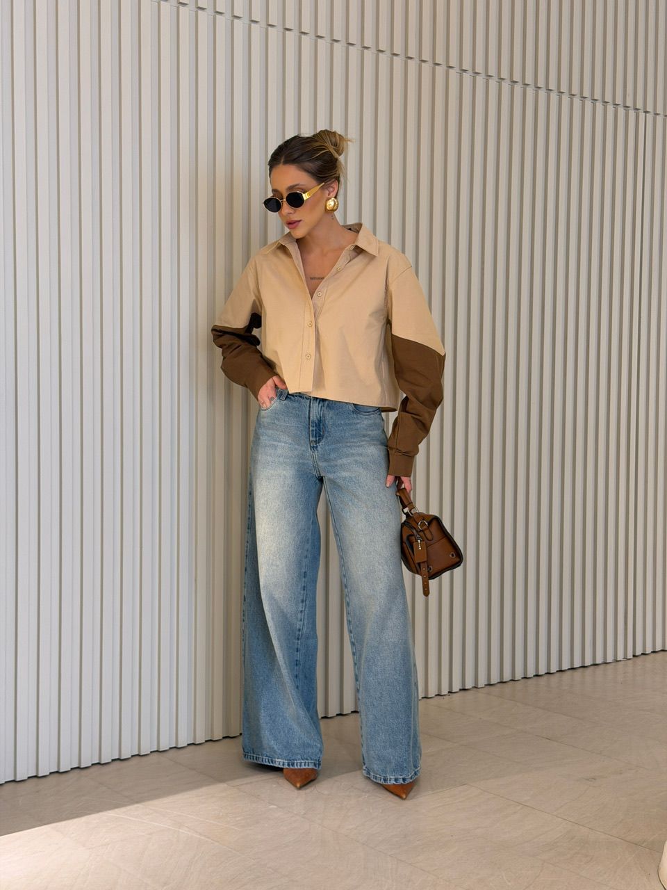 CAMISA RAIANE BICOLOR NUDE