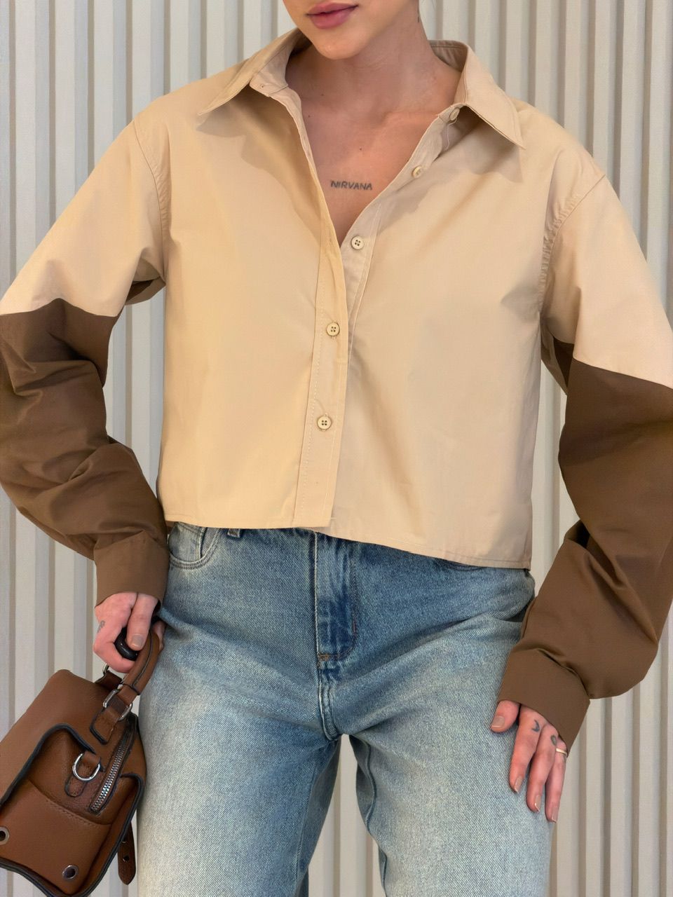 CAMISA RAIANE BICOLOR NUDE