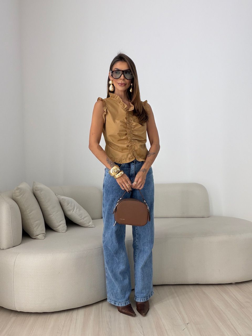 BLUSA EDUARDA BABADOS NUDE