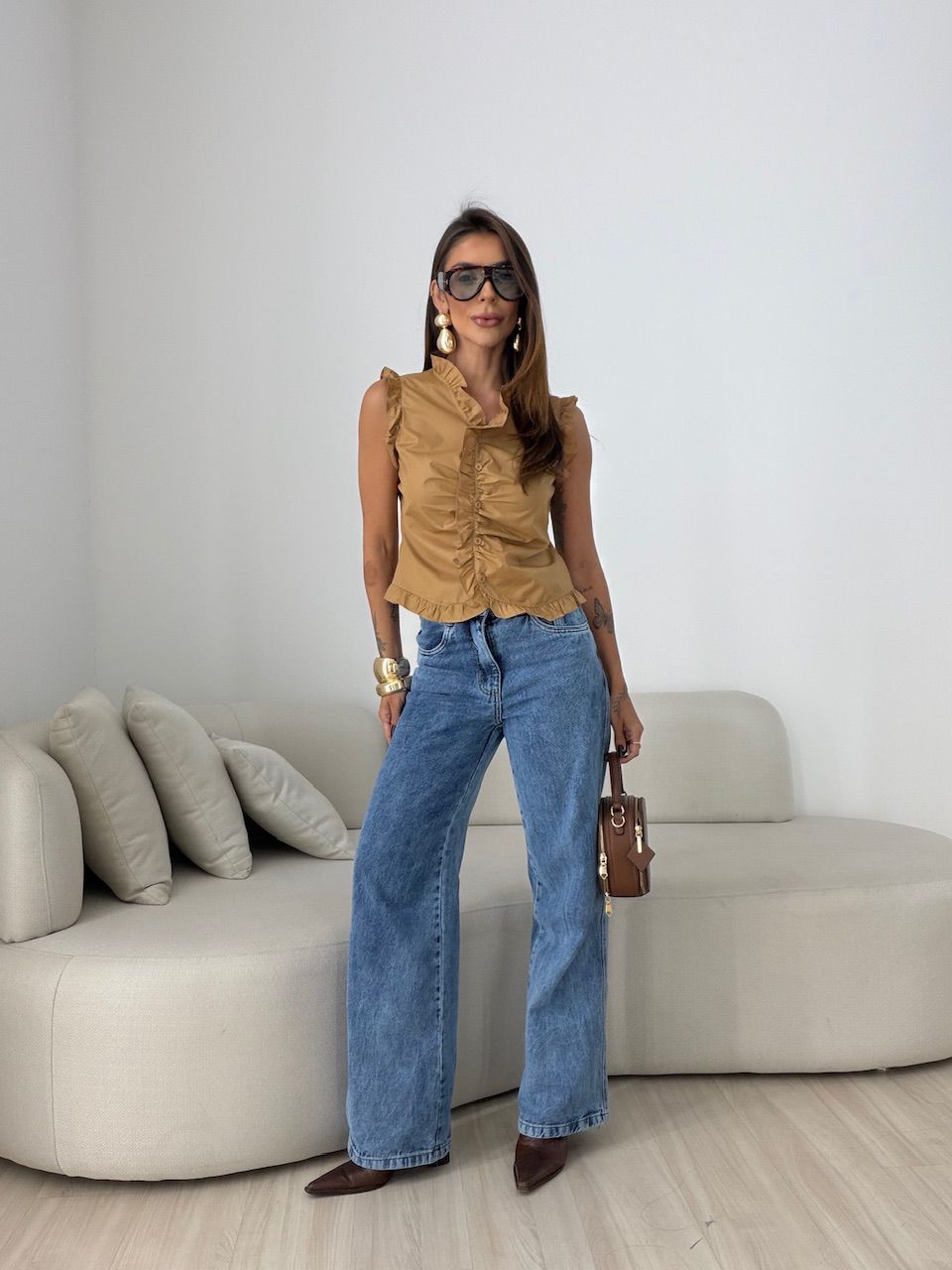 BLUSA EDUARDA BABADOS NUDE