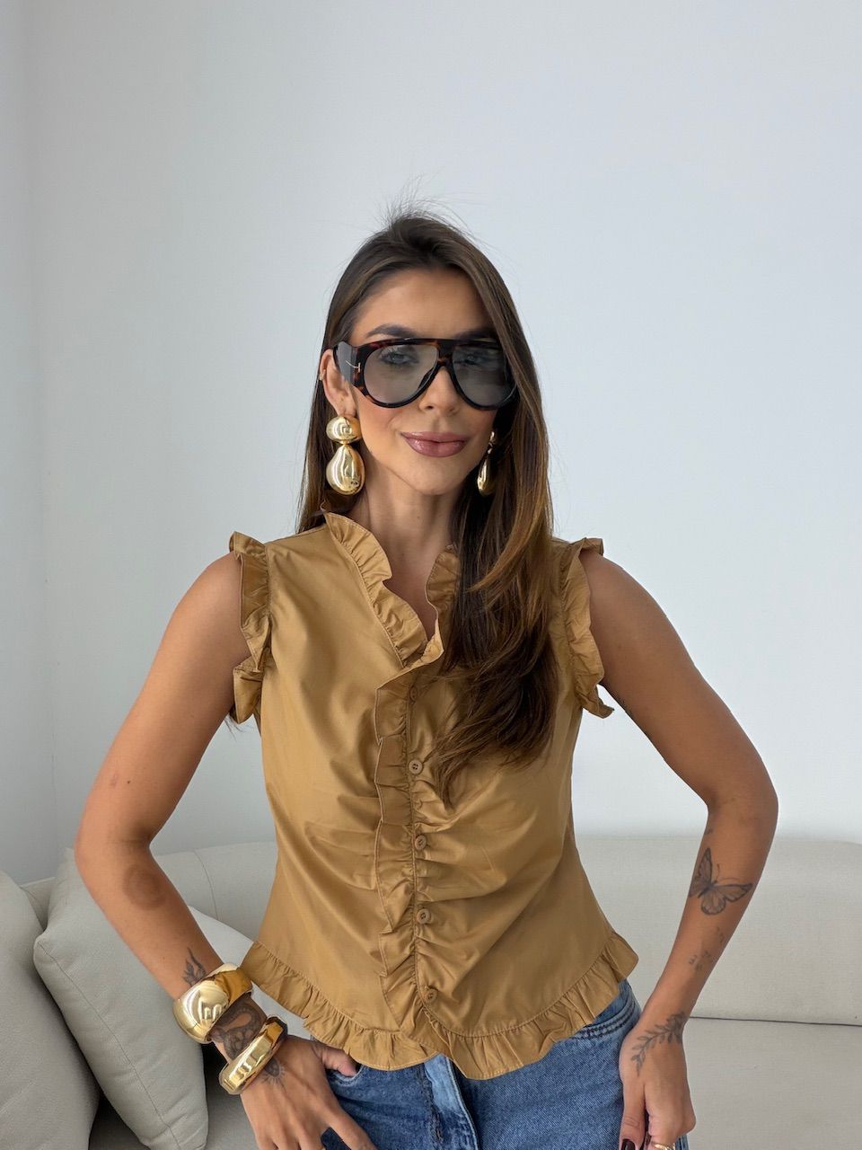 BLUSA EDUARDA BABADOS NUDE