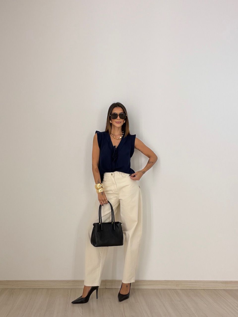 BLUSA MELINDA BABADO MARINHO