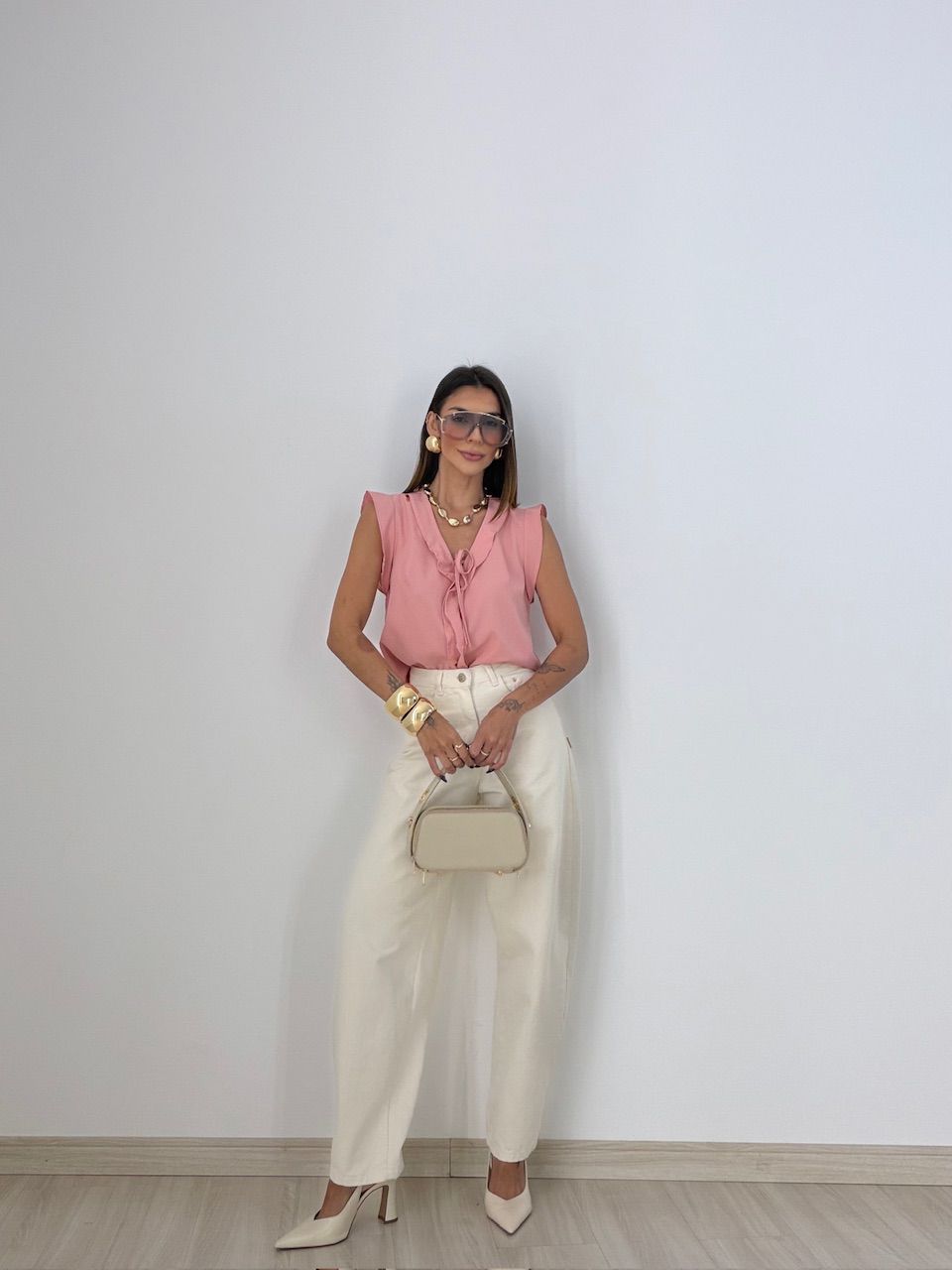 BLUSA MELINDA BABADO ROSÊ