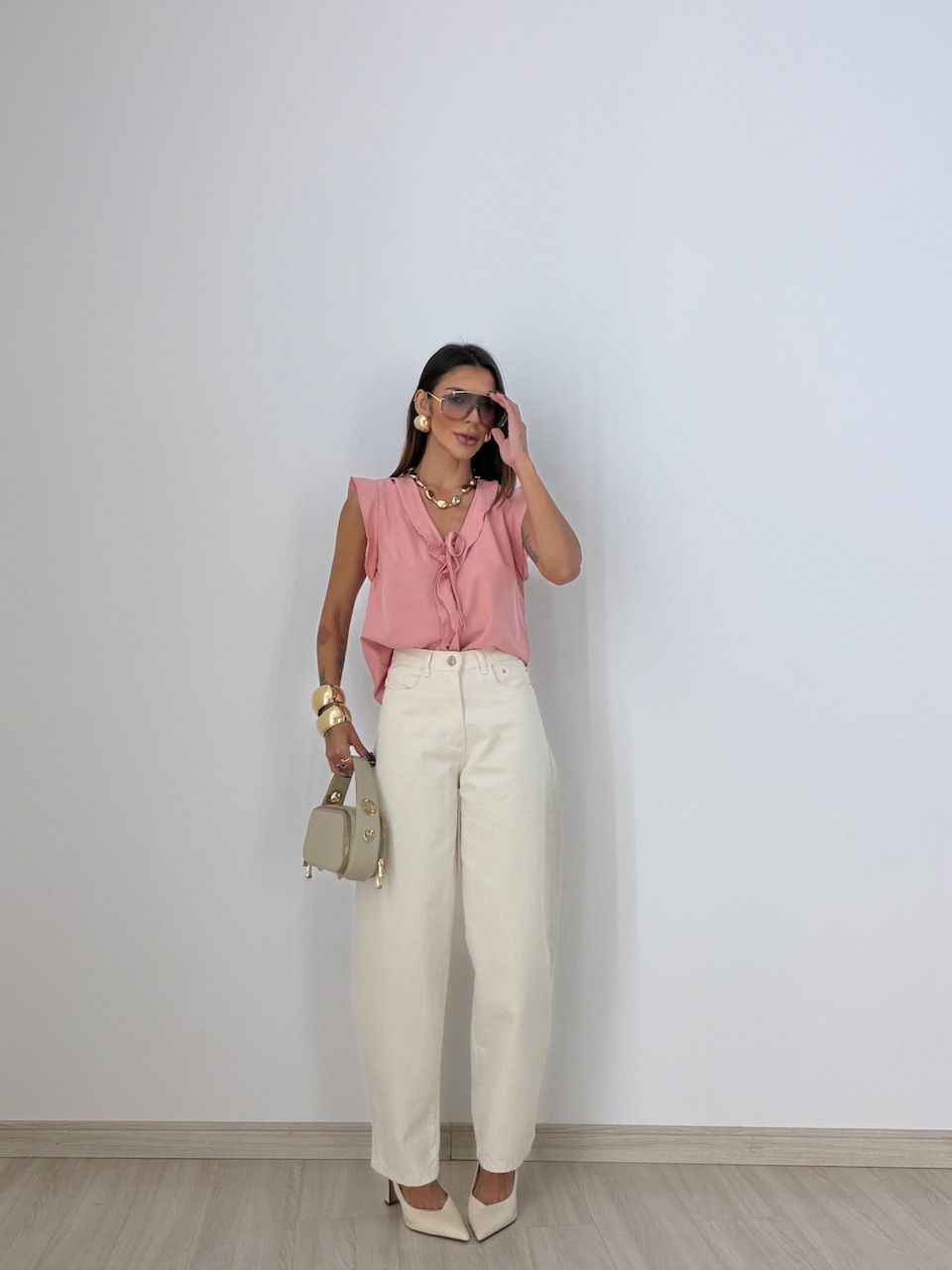 BLUSA MELINDA BABADO ROSÊ