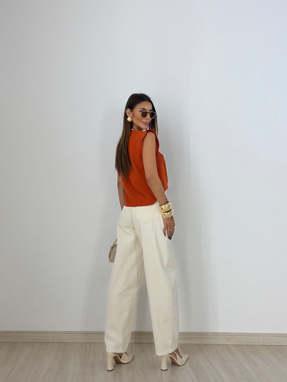 BLUSA MELINDA BABADO TELHA