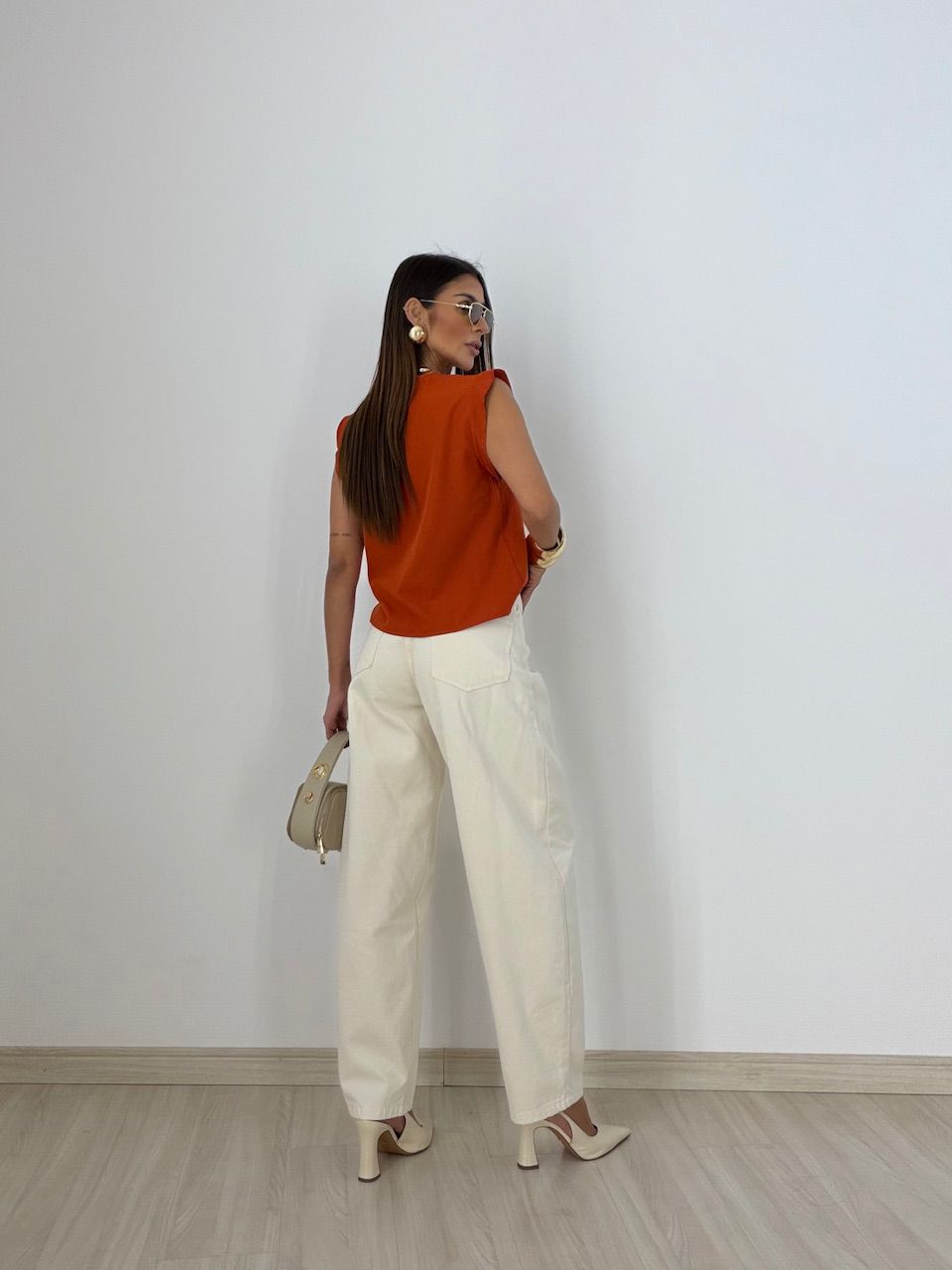 BLUSA MELINDA BABADO TELHA