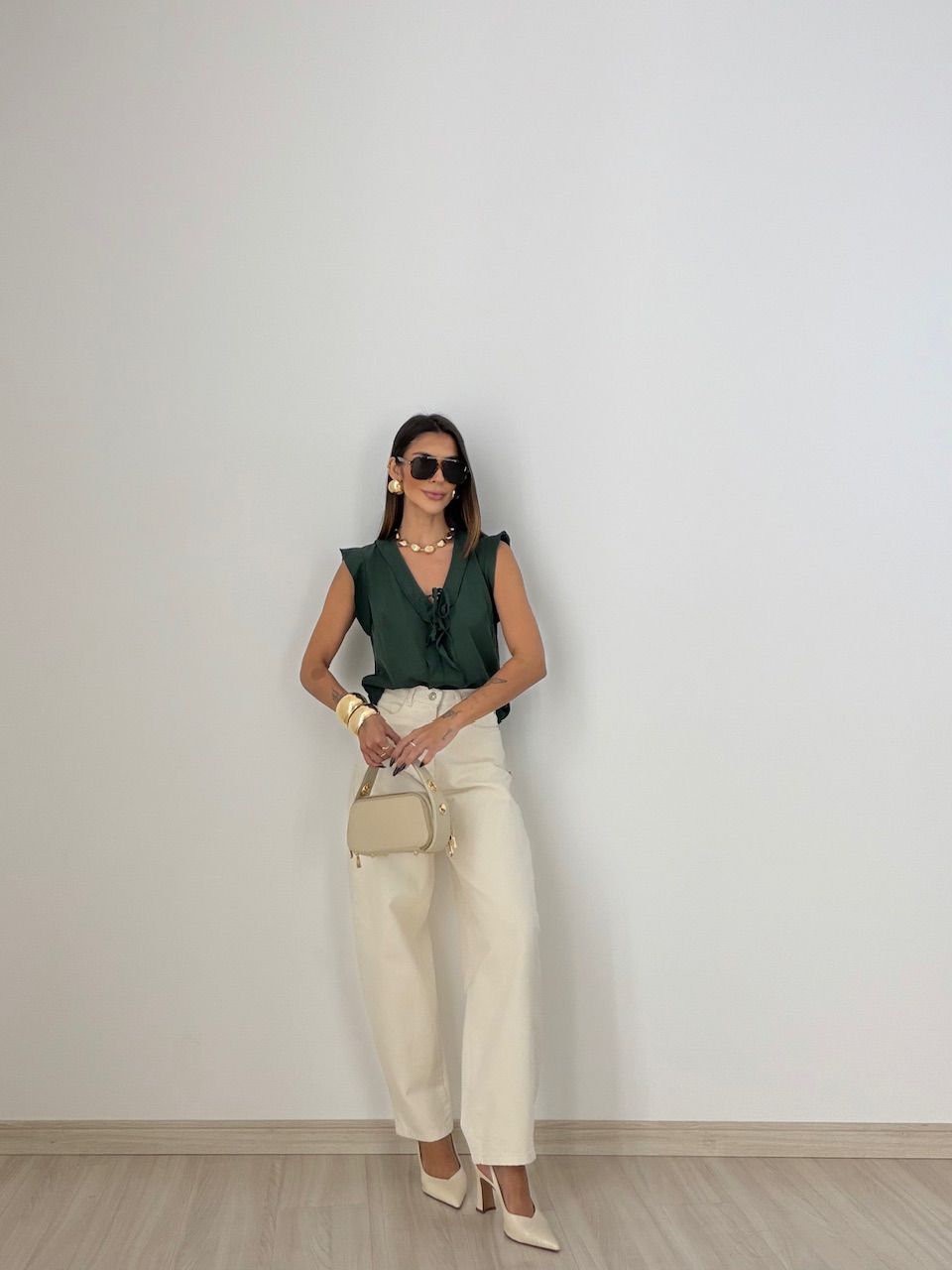 BLUSA MELINDA BABADO VERDE MUSGO