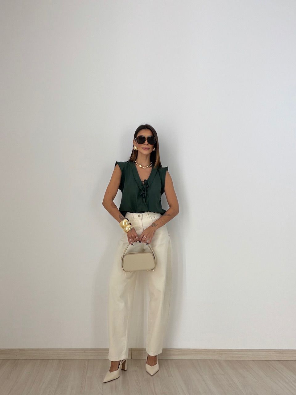BLUSA MELINDA BABADO VERDE MUSGO