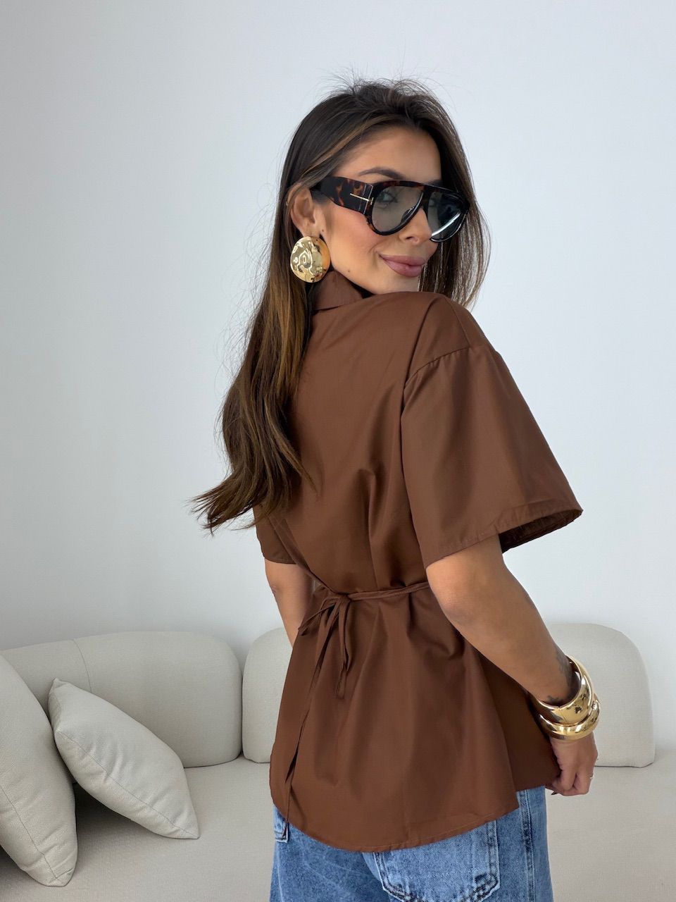 BLUSA VÂNIA GOLA MARROM