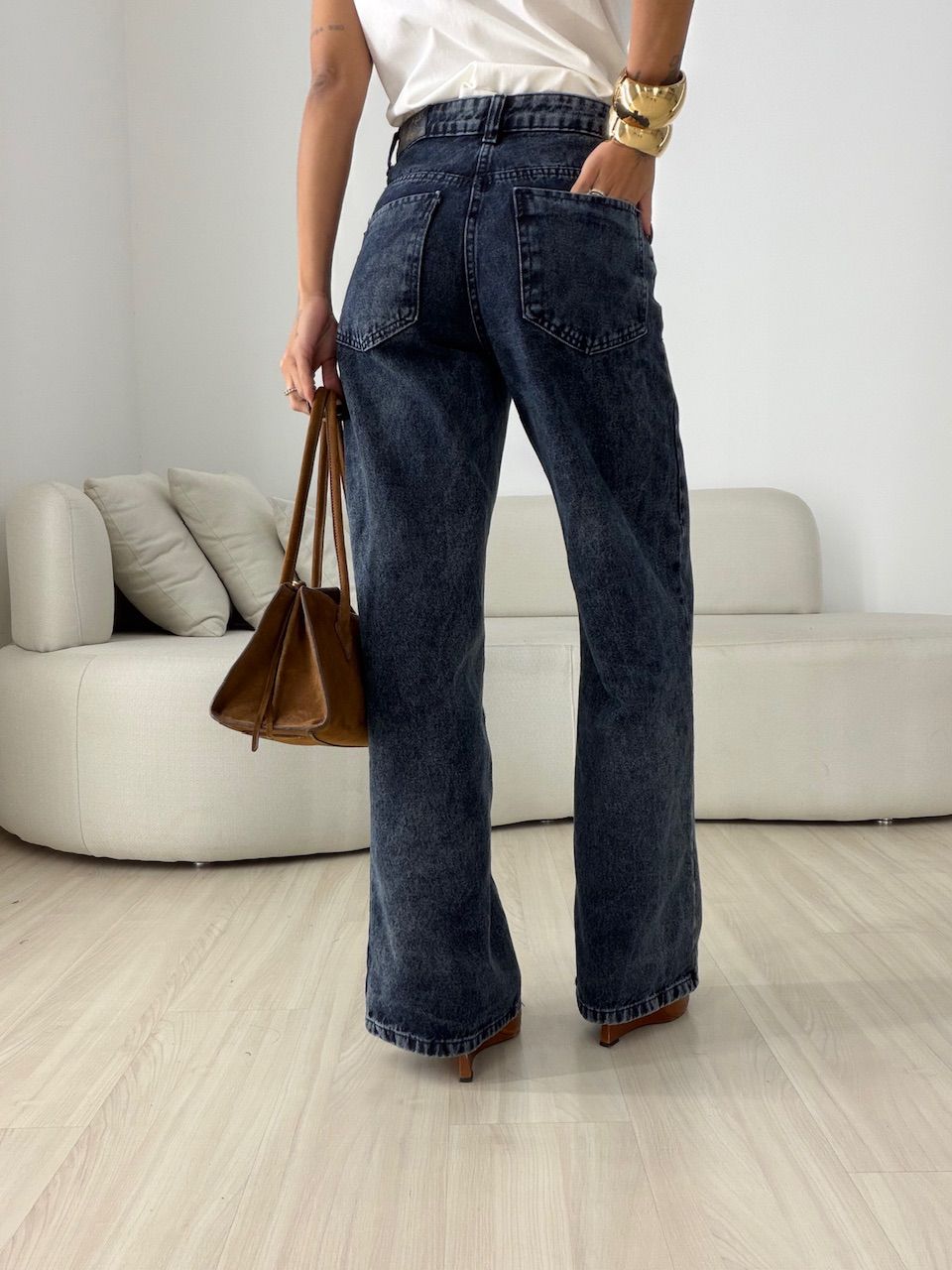 CALÇA ELISA WIDE LEG JEANS ESCURO