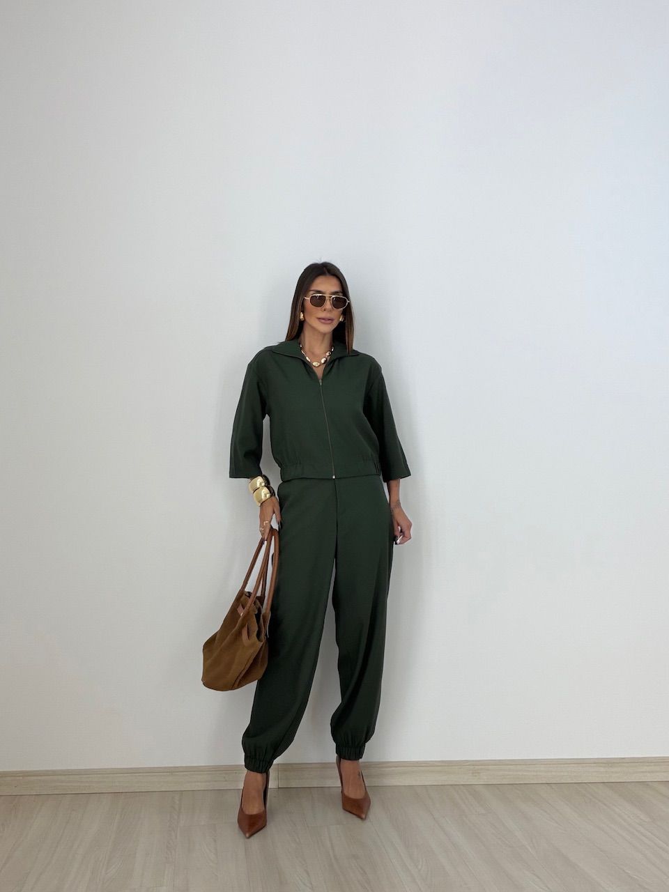 CONJUNTO DENISE JAQUETA CALÇA VERDE