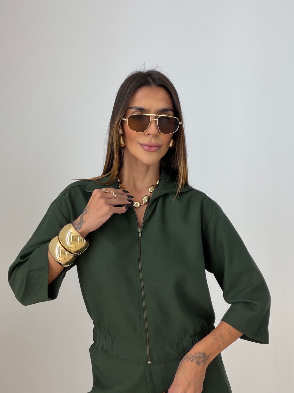 CONJUNTO DENISE JAQUETA CALÇA VERDE
