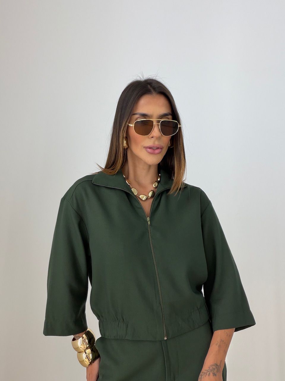 CONJUNTO DENISE JAQUETA CALÇA VERDE