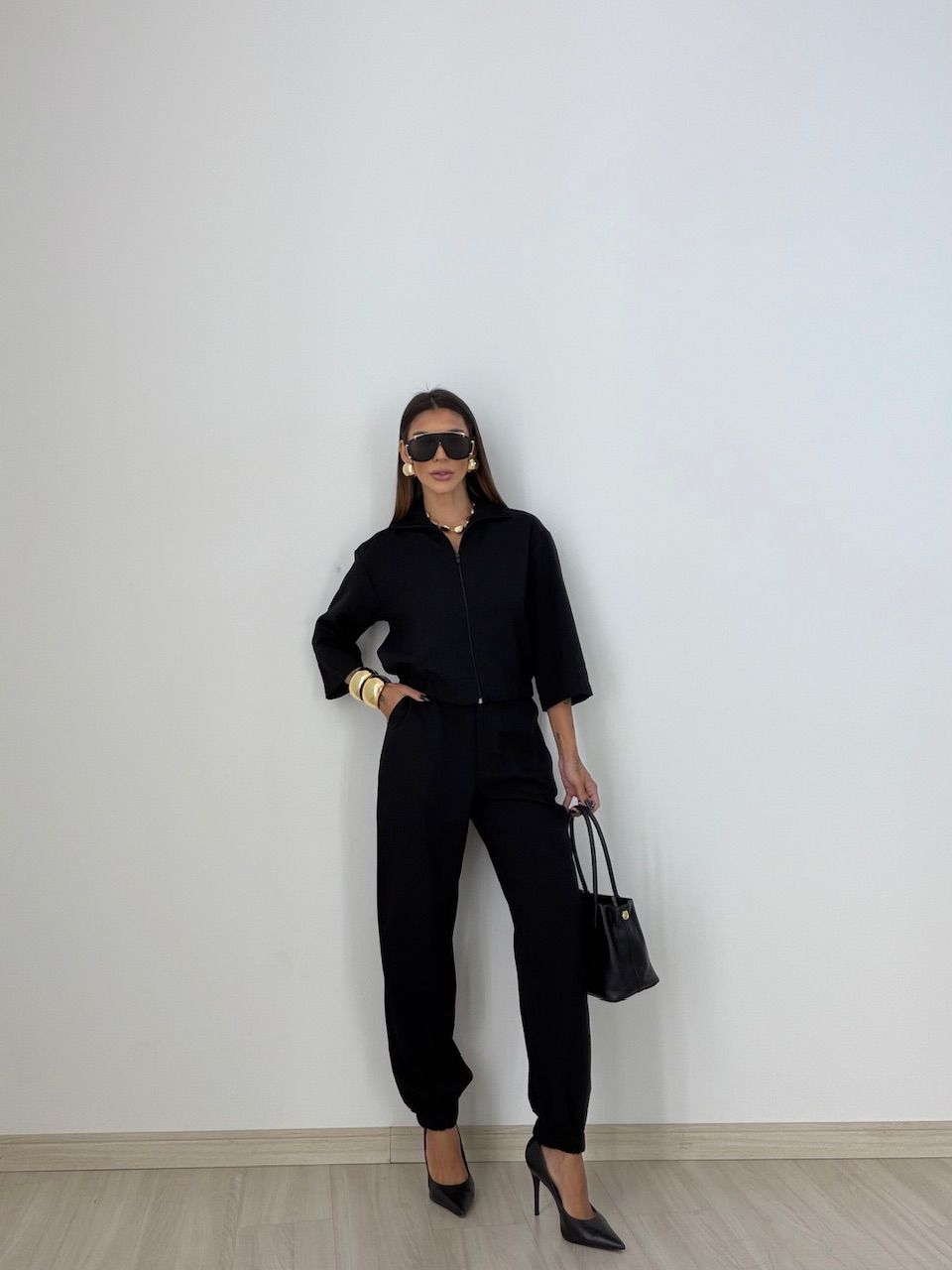 CONJUNTO DENISE JAQUETA CALÇA PRETO - 0077600032 - CAROLLA FERRARO