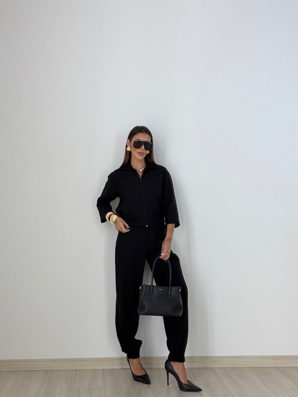 CONJUNTO DENISE JAQUETA CALÇA PRETO
