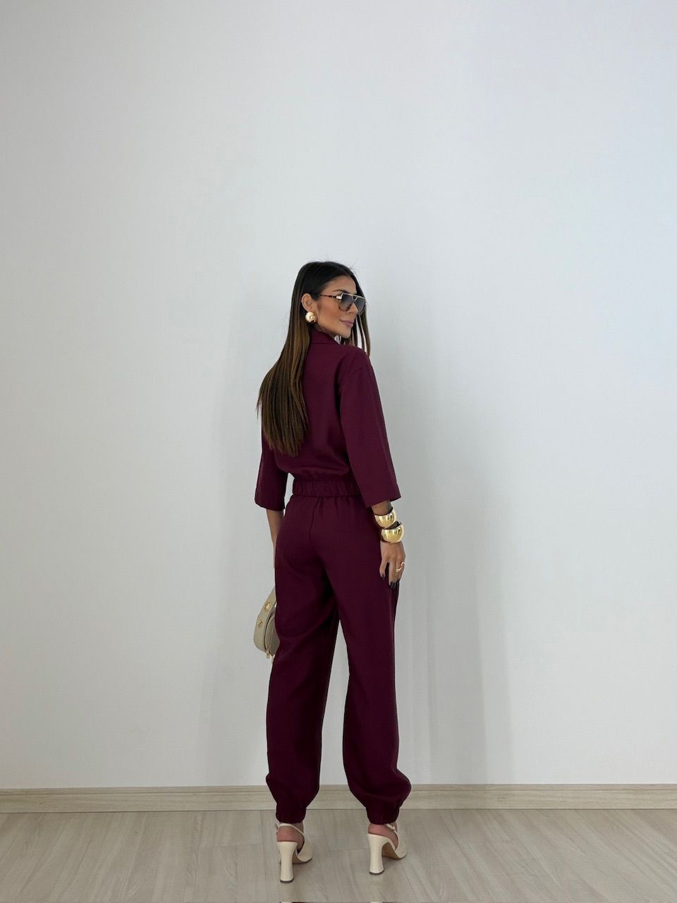 CONJUNTO DENISE JAQUETA CALÇA VINHO