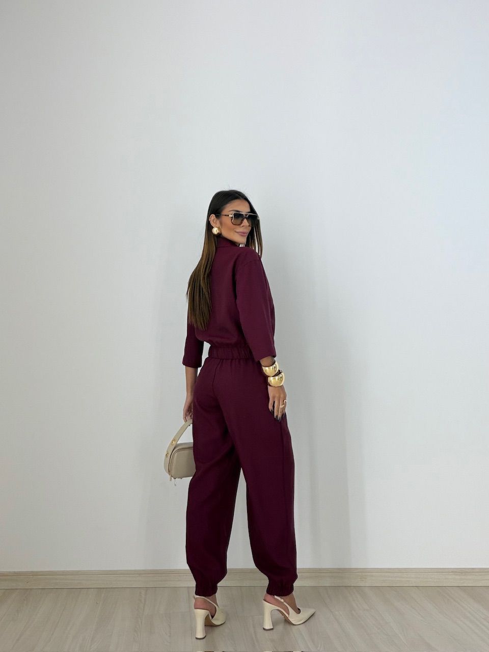 CONJUNTO DENISE JAQUETA CALÇA VINHO