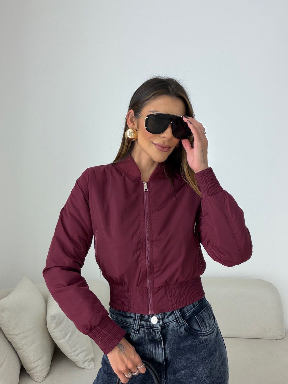 JAQUETA CECÍLIA PUNHOS VINHO - 0078370168 - CAROLLA FERRARO