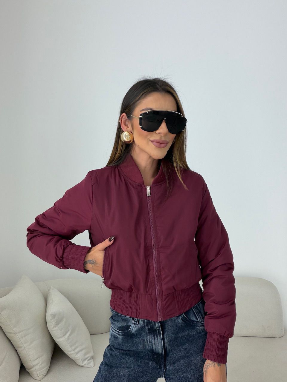 JAQUETA CECÍLIA PUNHOS VINHO