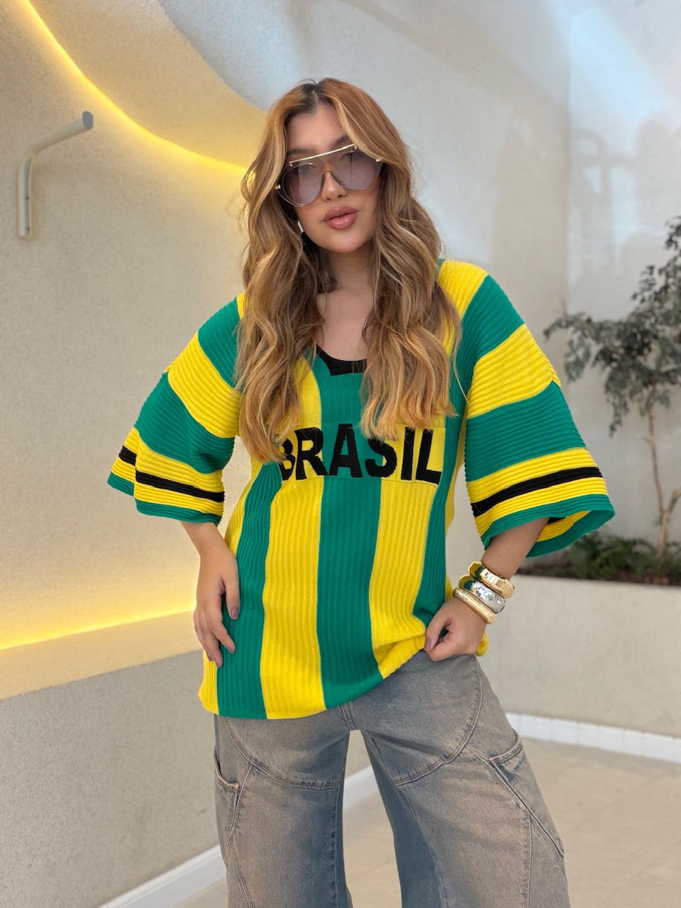 TRICOT BRASIL OVER VERDE - 0078490014 - CAROLLA FERRARO