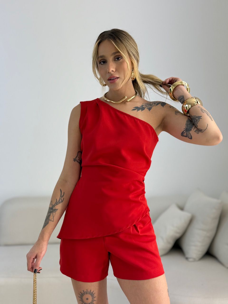 CONJUNTO ALANIS NULA MANGA VERMELHO