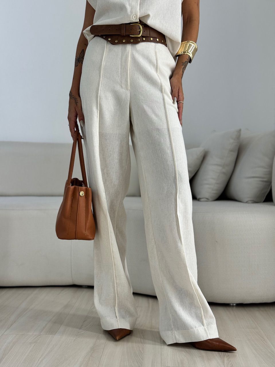 CONJUNTO SOPHIE CAMISA CALÇA CRU