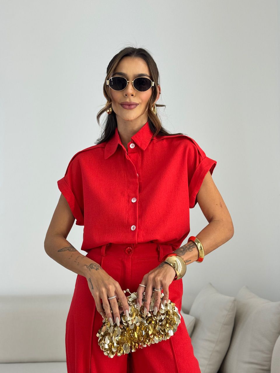 CONJUNTO SOPHIE CAMISA CALÇA VERMELHO