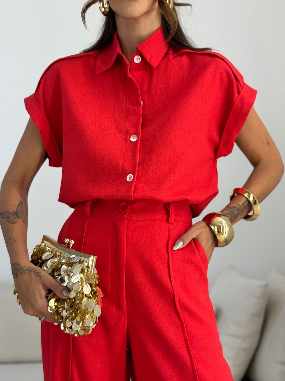 CONJUNTO SOPHIE CAMISA CALÇA VERMELHO