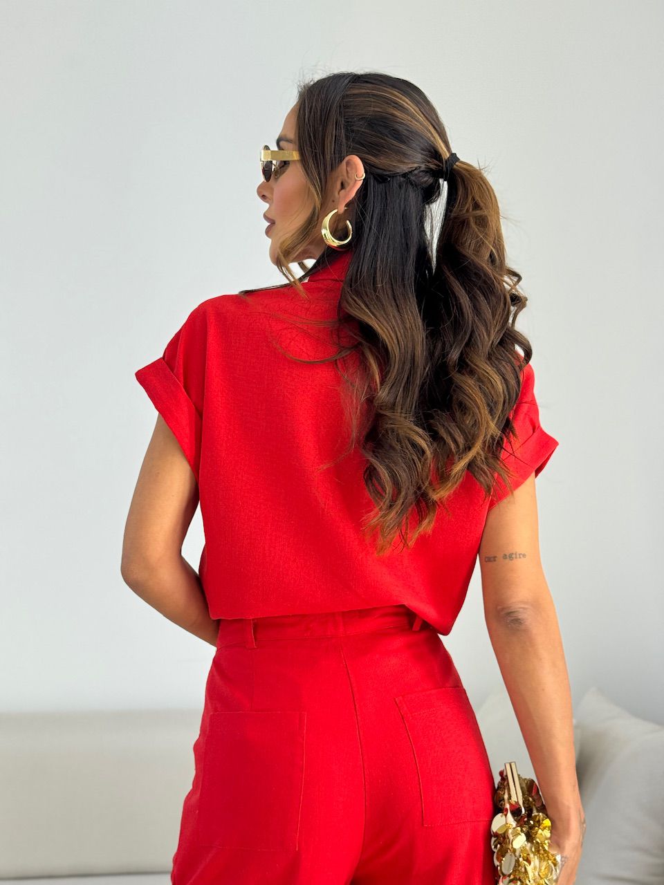 CONJUNTO SOPHIE CAMISA CALÇA VERMELHO