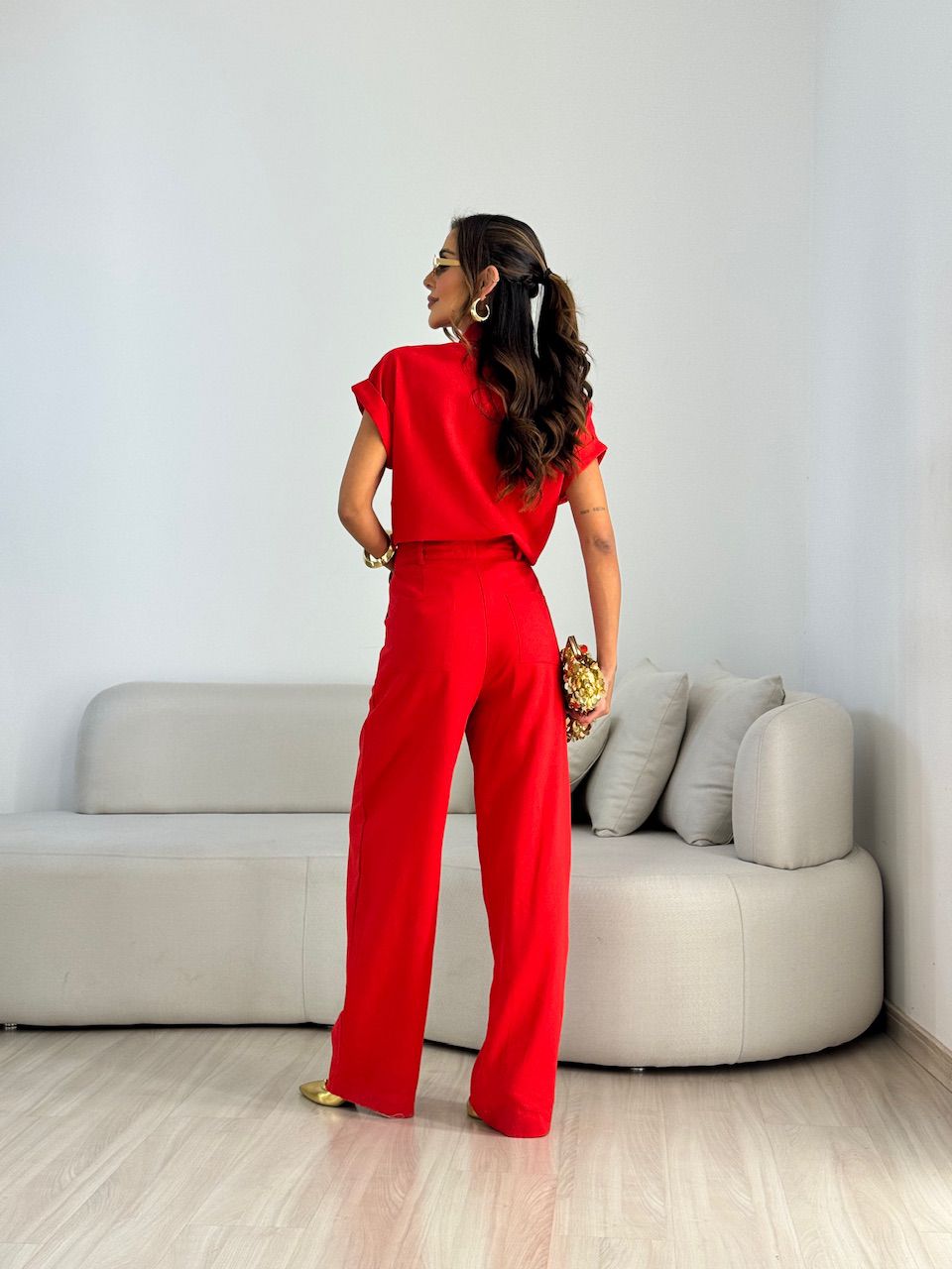 CONJUNTO SOPHIE CAMISA CALÇA VERMELHO