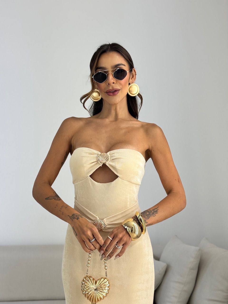 VESTIDO ANDREZA CONCHA AREIA