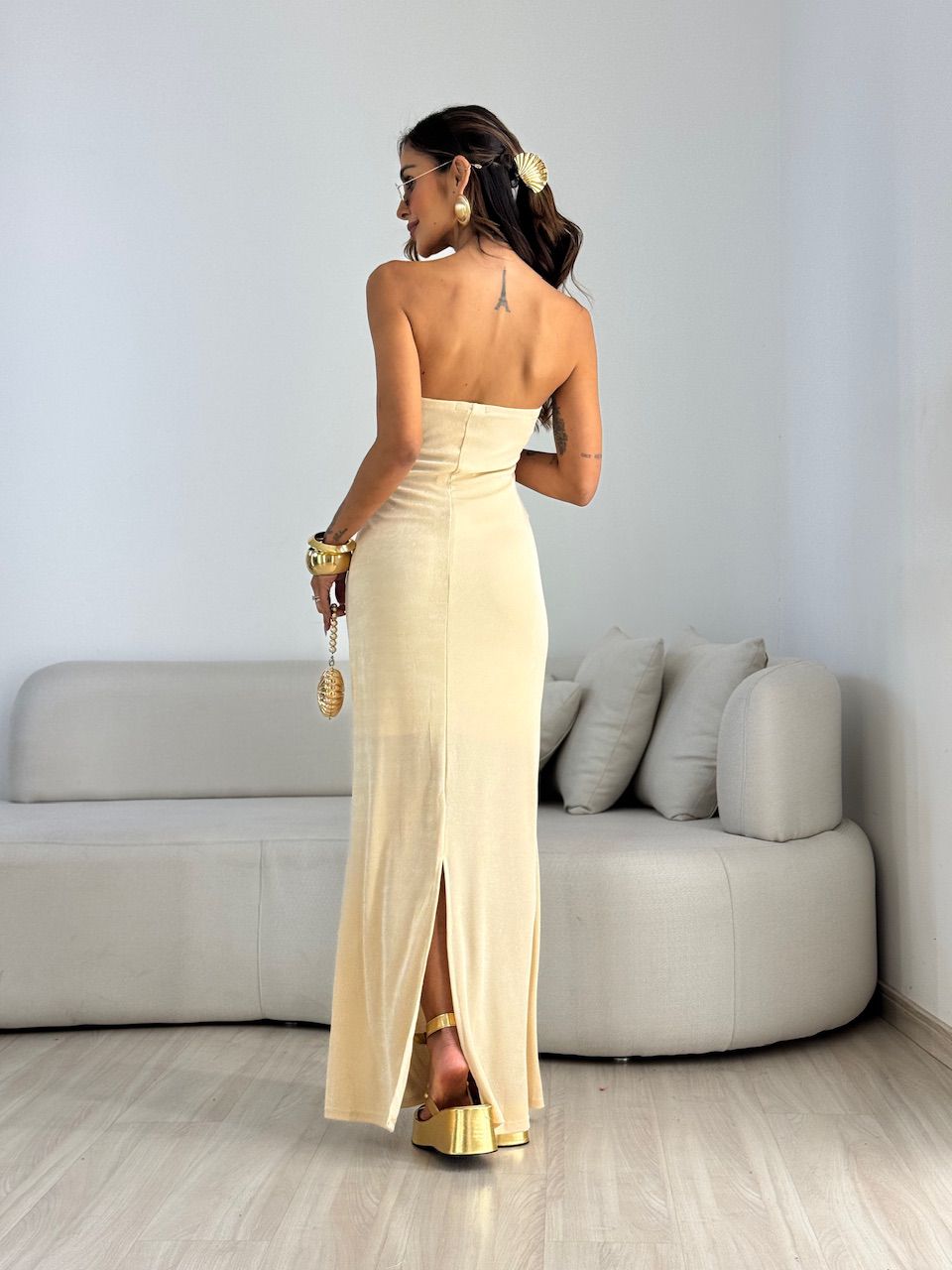 VESTIDO ANDREZA CONCHA AREIA