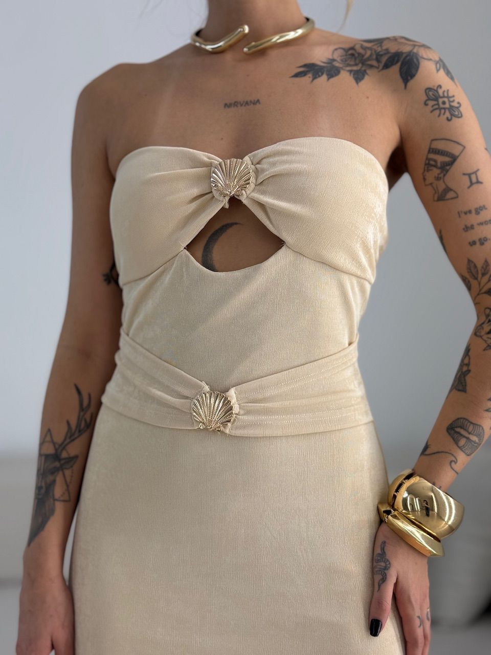 VESTIDO ANDREZA CONCHA AREIA