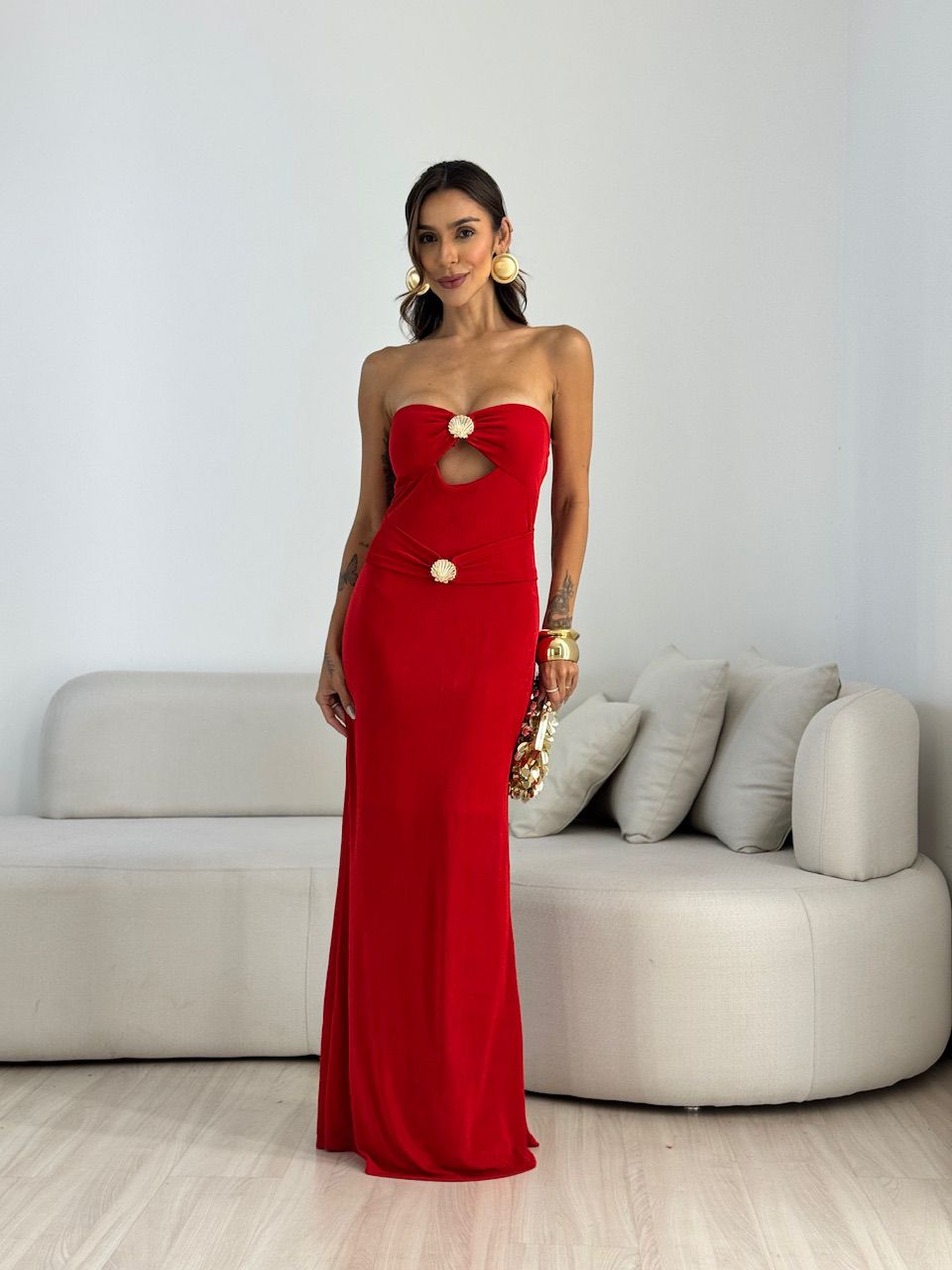 VESTIDO ANDREZA CONCHA VERMELHO