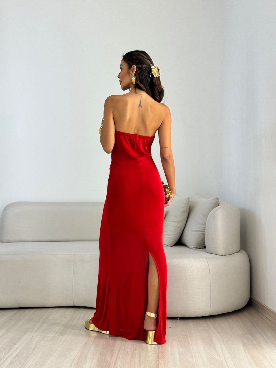 VESTIDO ANDREZA CONCHA VERMELHO