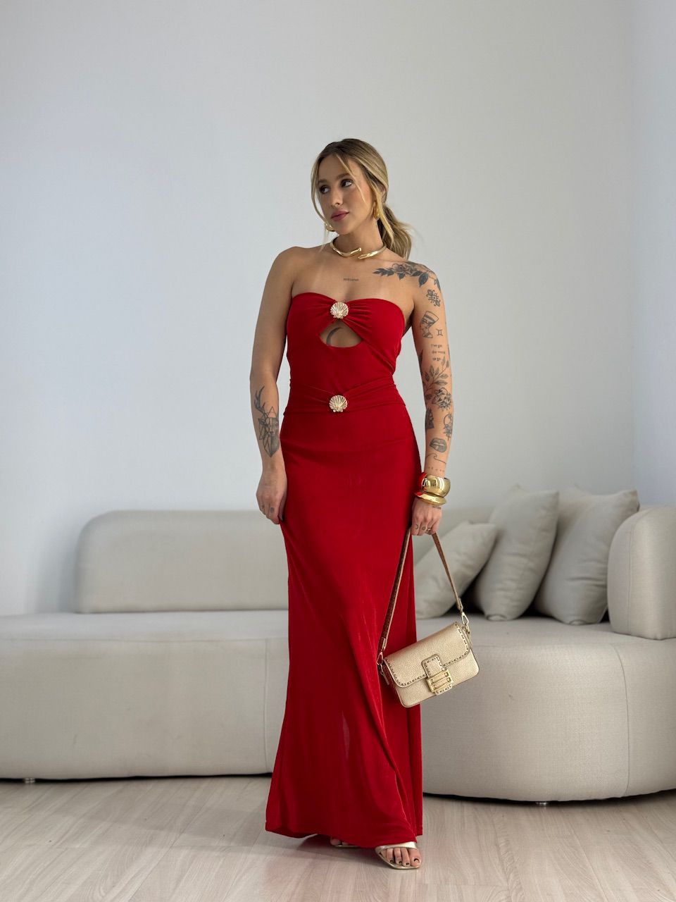 VESTIDO ANDREZA CONCHA VERMELHO