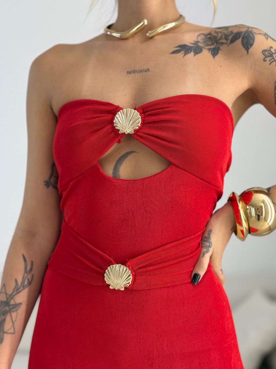 VESTIDO ANDREZA CONCHA VERMELHO