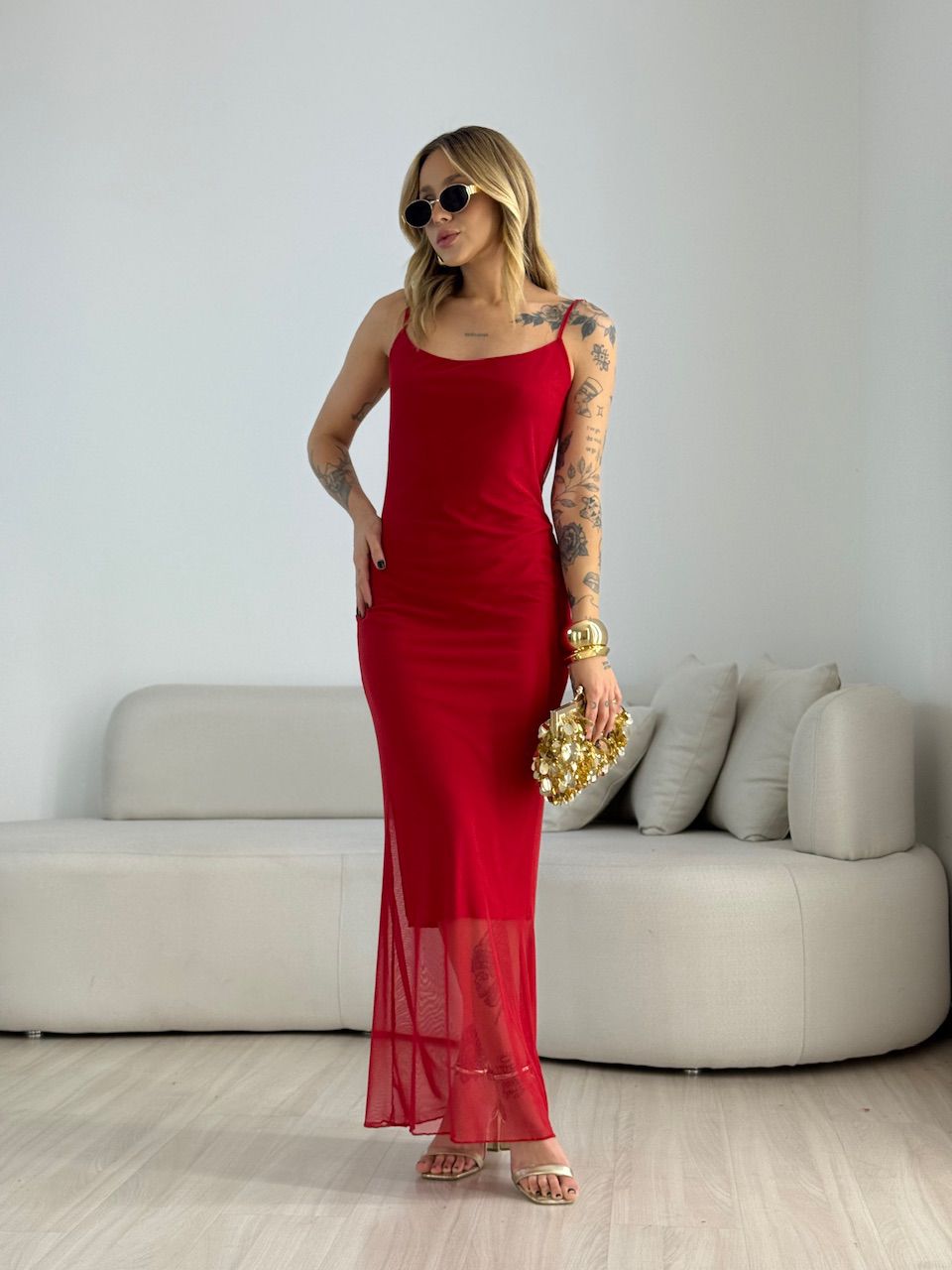 VESTIDO RUBY TULE VERMELHO - 0068990006 - CAROLLA FERRARO