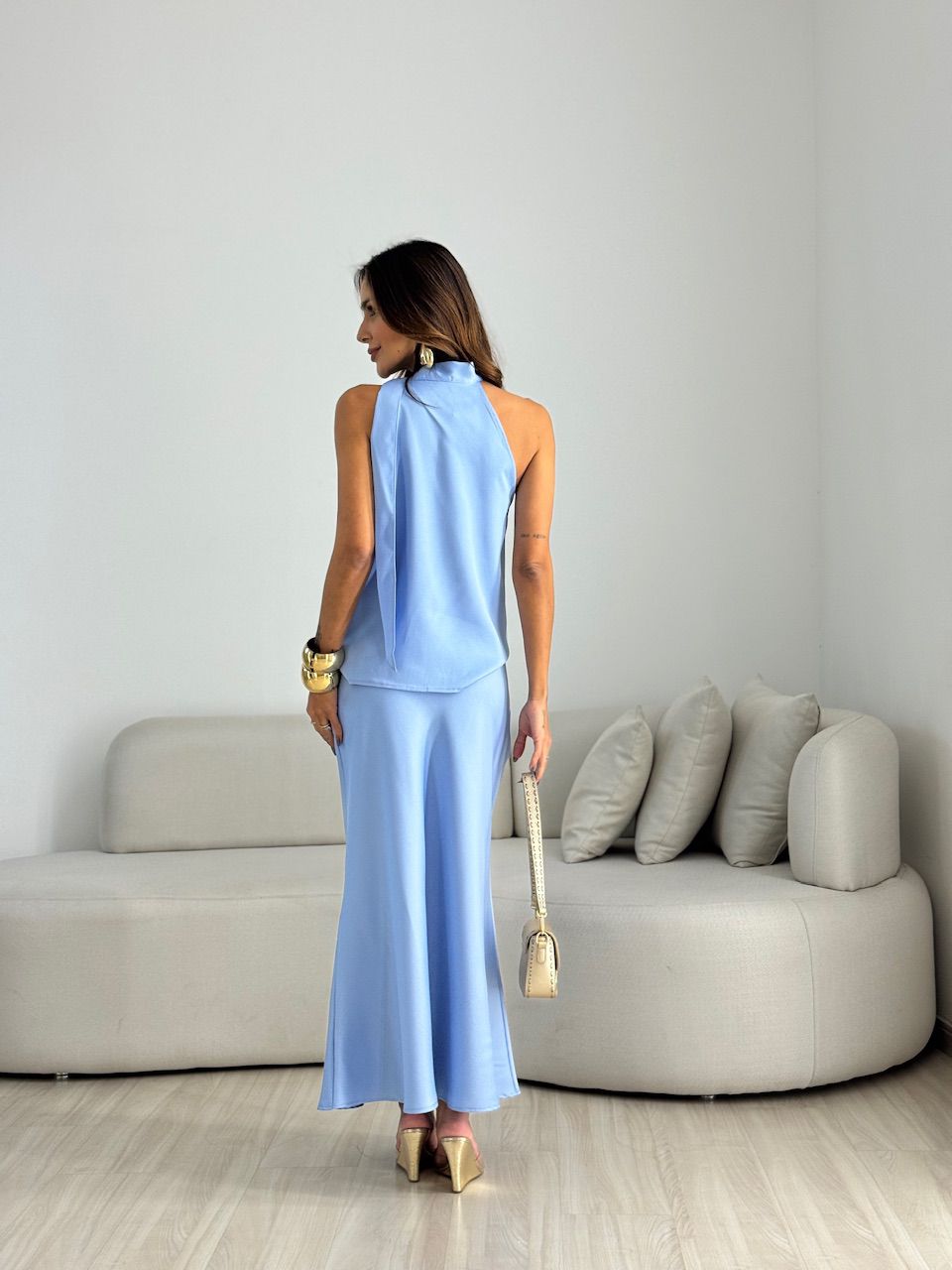 BLUSA LORENA NULA MANGA AZUL