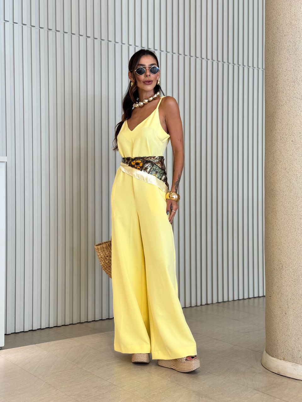 MACACÃO OLIVIA ALFAIATARIA AMARELO - 0072450111 - CAROLLA FERRARO