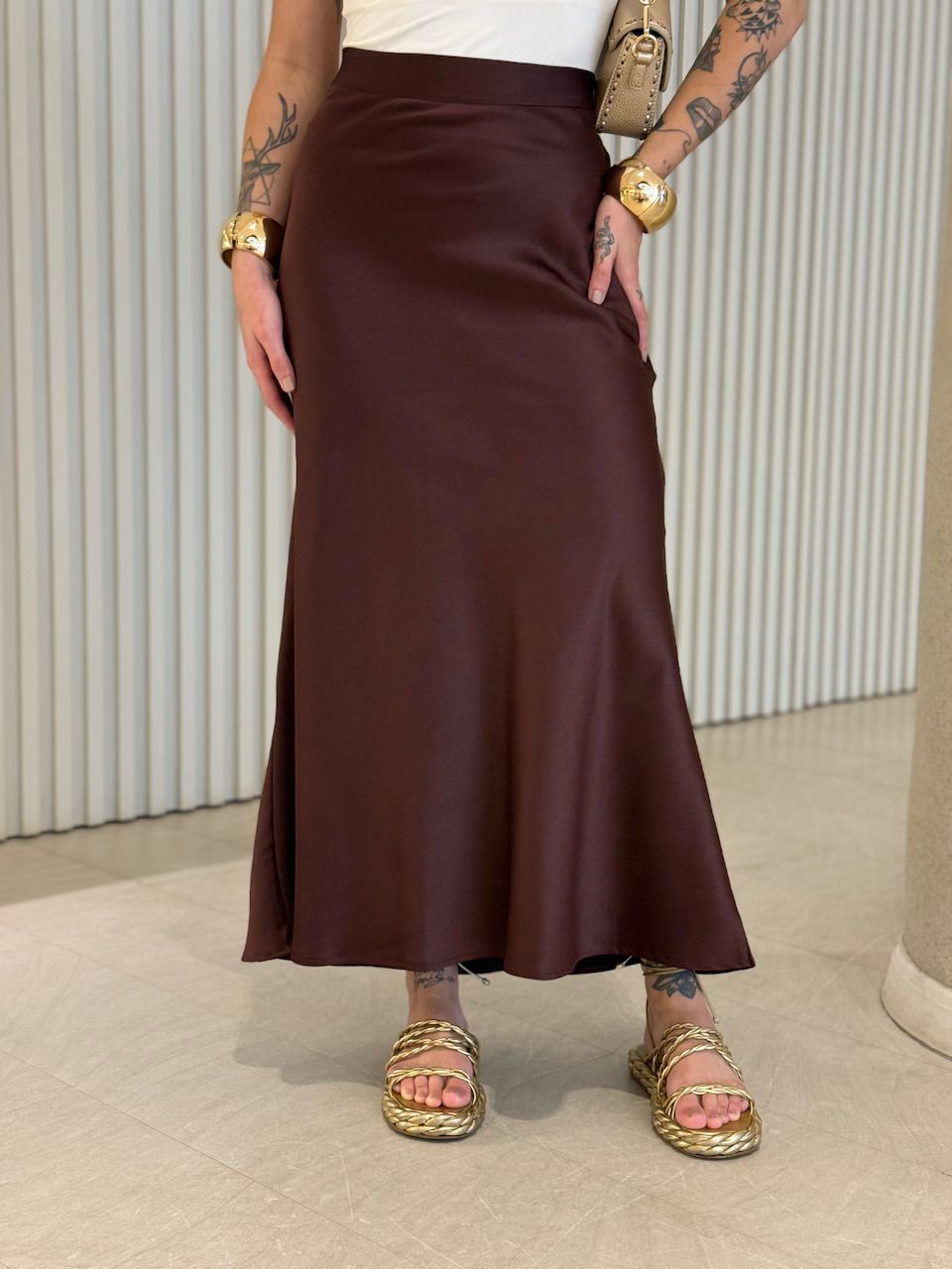 SAIA GABI ACETINADA MARROM - 0072460054 - CAROLLA FERRARO