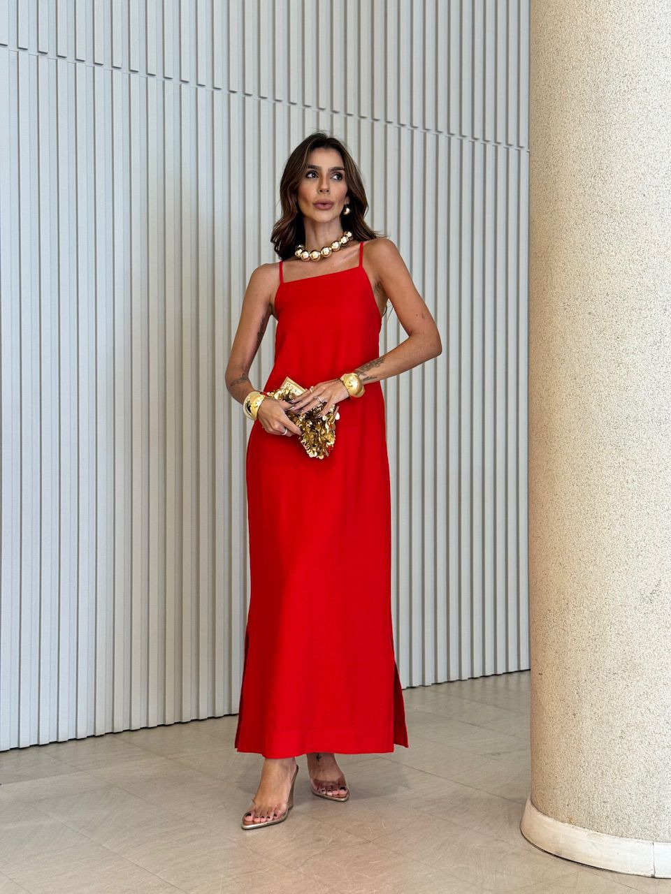 VESTIDO ELIANA ALCINHA VERMELHO