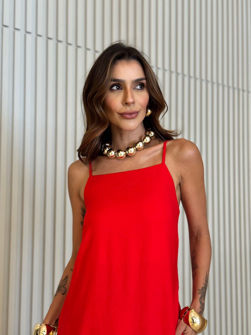 VESTIDO ELIANA ALCINHA VERMELHO