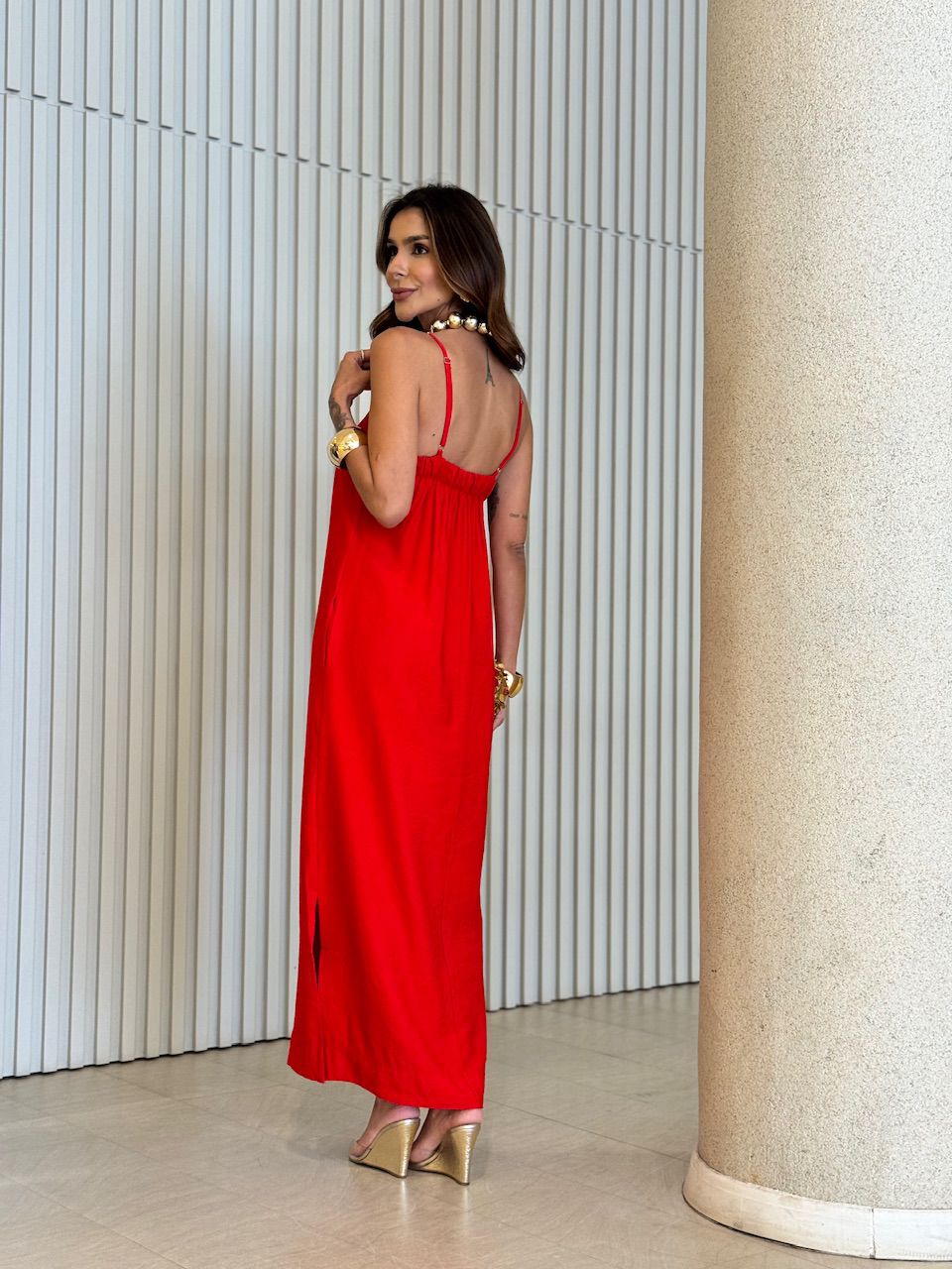 VESTIDO ELIANA ALCINHA VERMELHO