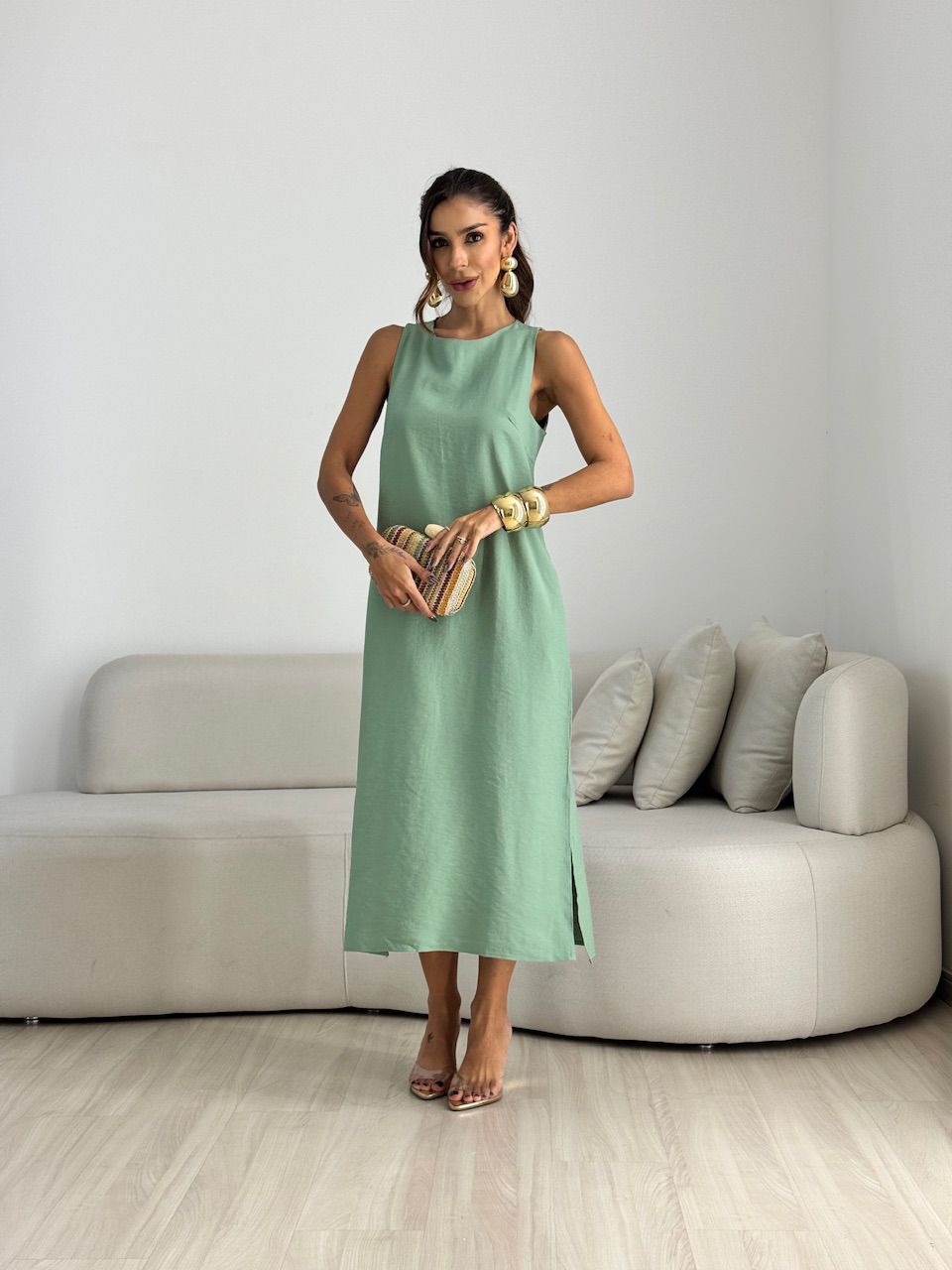 VESTIDO RUTE CAVADO VERDE