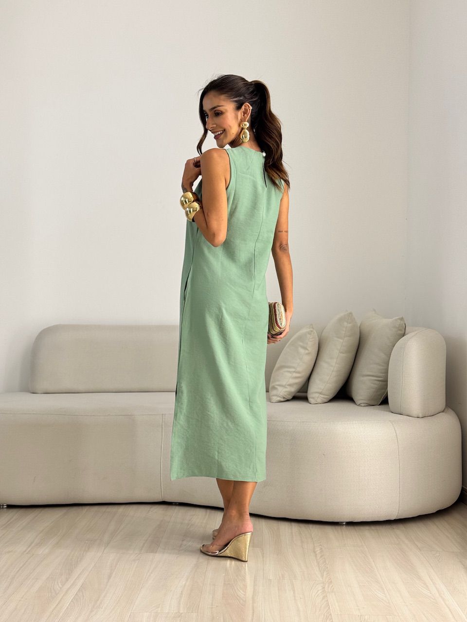 VESTIDO RUTE CAVADO VERDE