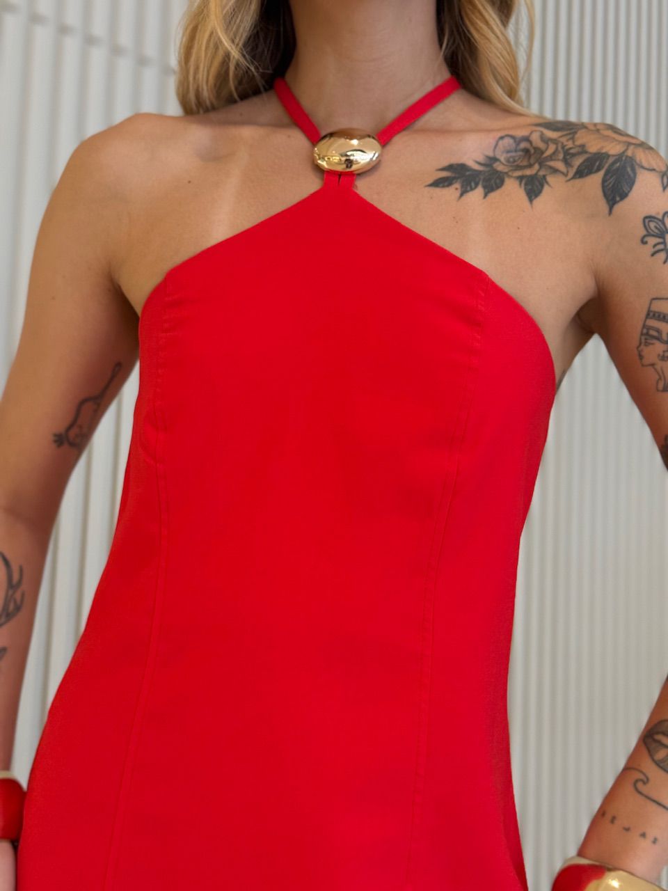 VESTIDO VITÓRIA FRENTE ÚNICA VERMELHO